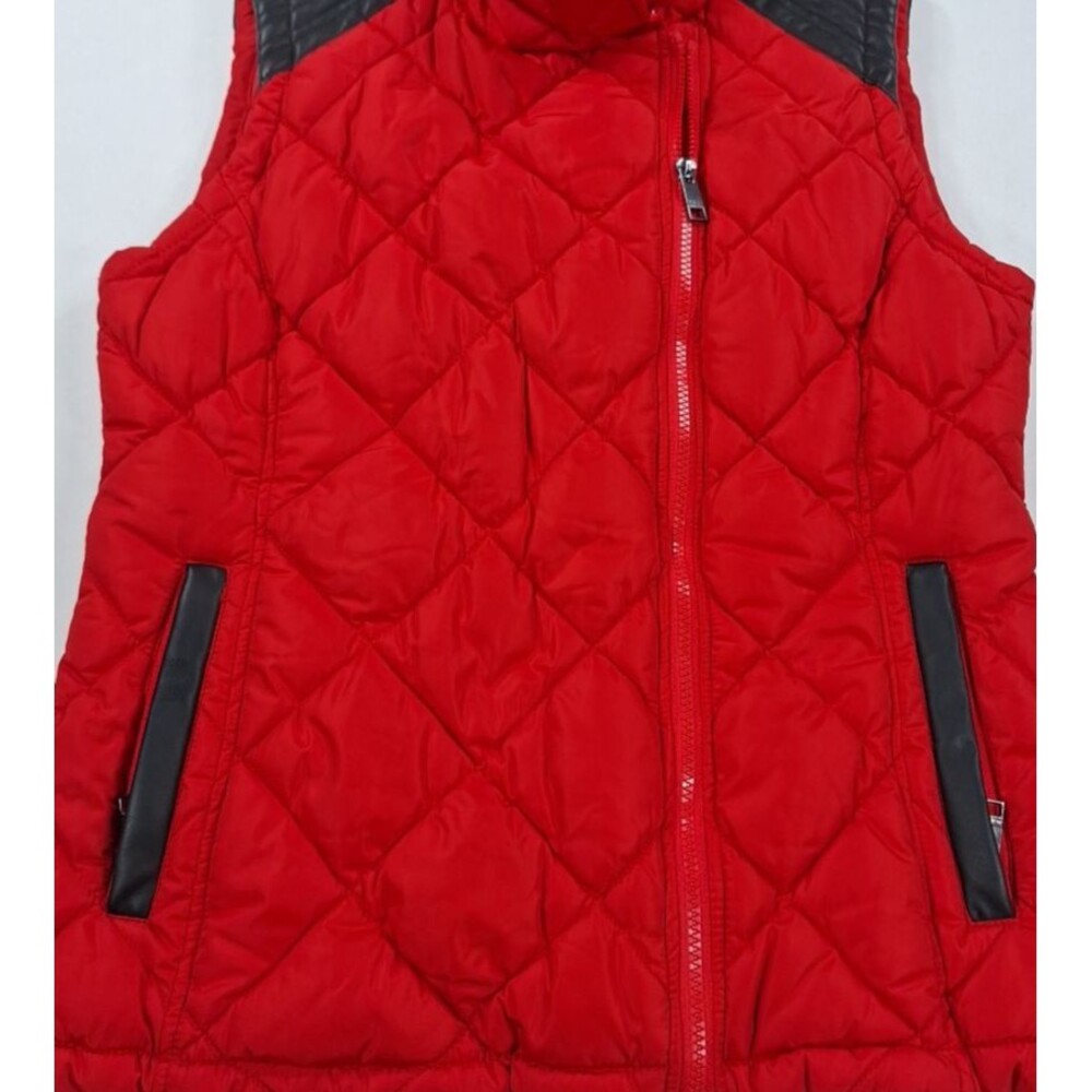 Marc New York Womens Medium Red Quilted Puffer Vest Asymmetrical Zip Full Zip - Picture 4 of 8